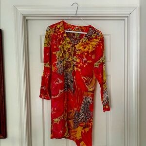 Raj Red and Yellow Long Sleeve Cover-up